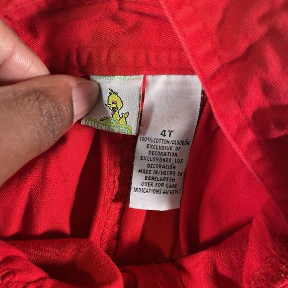 Rare Vintage Sesame Street 4T Red Overalls Big Bird Zoe Embroidered Wagon - Picture 7 of 10